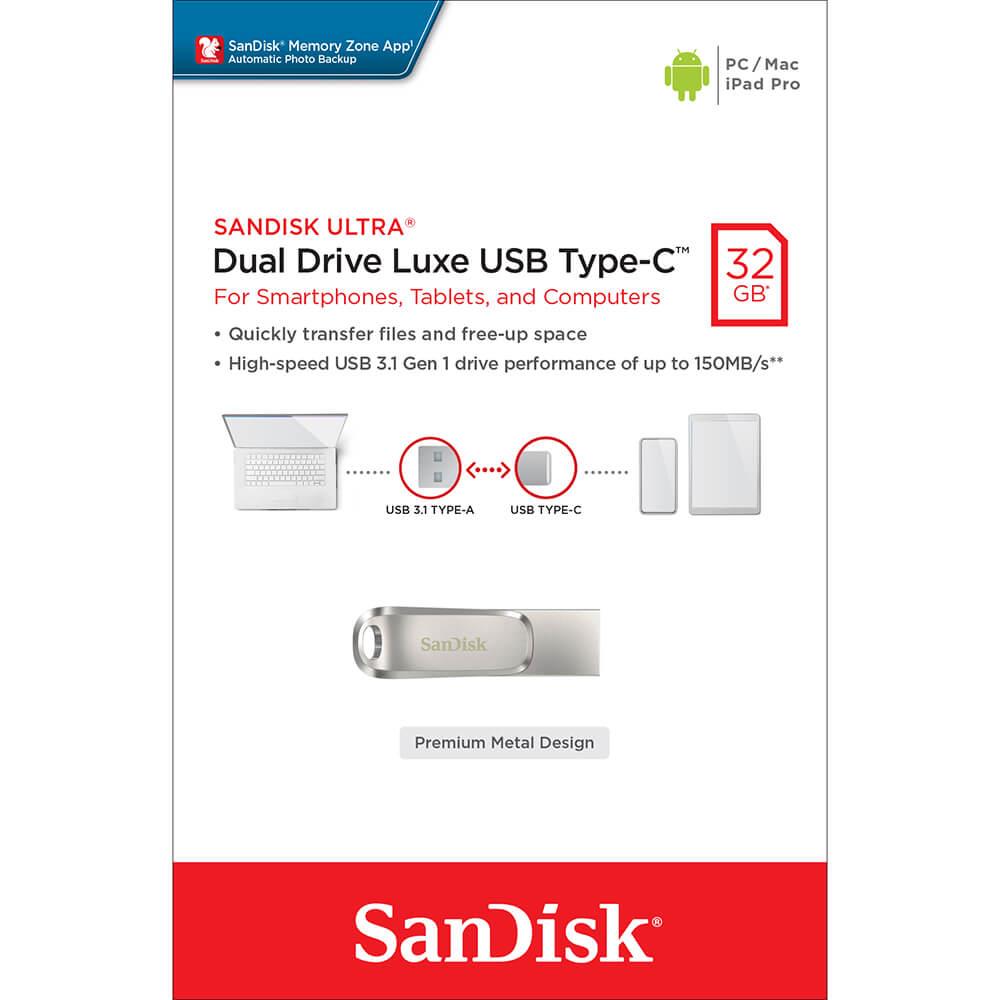 Sandisk Ultra Dual Drive Luxe 32gb Usb 31 Type C Sdddc4 032g G46 1927