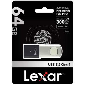 Lexar 64GB Parmak İzi Okuyuculu F35 Pro 300Mb 3.2 USB Flash Bellek
