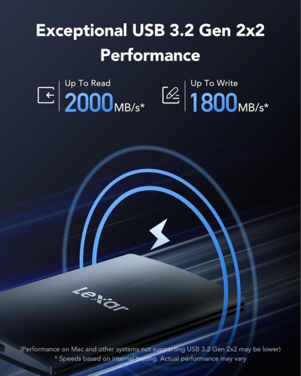 Lexar External 1TB 2000MB/S USB 3.2 Taşınabilir SSD HardDisk LSL500X001T - Görsel 3