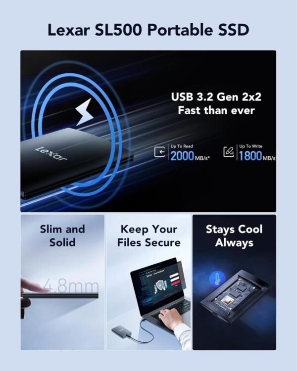 Lexar External 1TB 2000MB/S USB 3.2 Taşınabilir SSD HardDisk LSL500X001T - Görsel 4