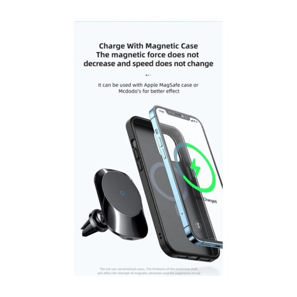 Mcdodo 15W iphone Magsafe Araç Kablosuz Şarj ve Tutucu CH-7071 - Görsel 2