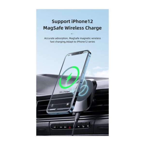 Mcdodo 15W iphone Magsafe Araç Kablosuz Şarj ve Tutucu CH-7071 - Görsel 3