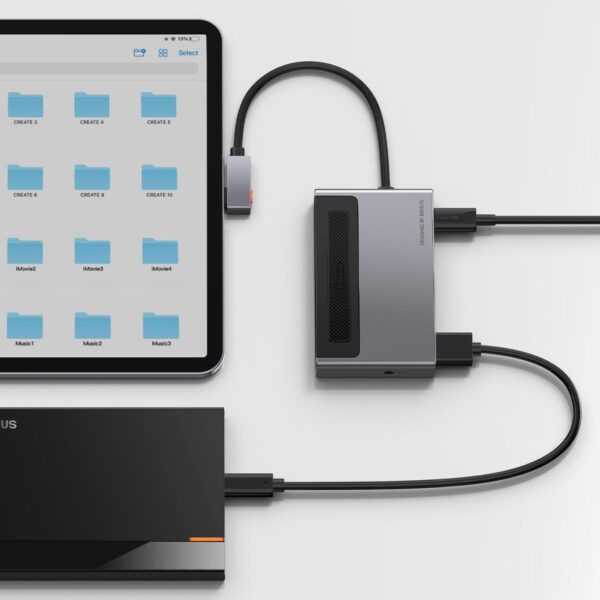 Baseus Magic Çok Fonksiyonlu Klipsli Type-C Hub 6in1 Adaptör CAHUB-DA0G - Görsel 6