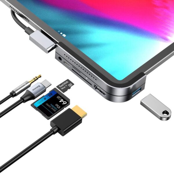 Baseus Bend Angle HDMI USB 6in1 USB Type C Adaptör CAHUB-WJ0G - Görsel 5