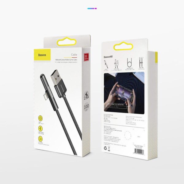 Baseus İphone Oyuncu Şarj USB Kablosu 2.4A 1mt Siyah CAL7C-A01 - Görsel 6