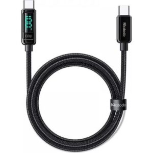 Mcdodo CA-8820 Dijital 100W TypeC TypeC Data Şarj Kablo 1.2Mt Siyah