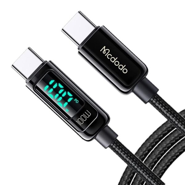 Mcdodo CA-8820 Dijital 100W TypeC TypeC Data Şarj Kablo 1.2Mt Siyah - Görsel 5