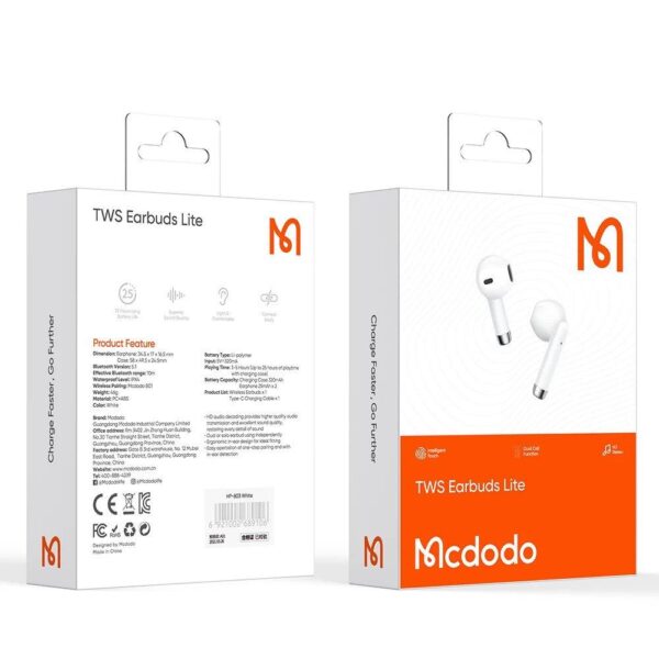 Mcdodo HP-8030 Tws Bluetooth 5.0 Kablosuz Kulaklık Beyaz - Görsel 5