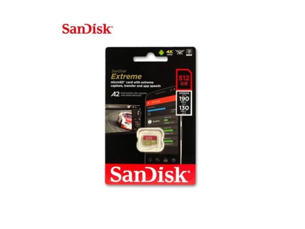 Sandisk Extreme 512GB 190MB/S MicroSDXC U3 For Aksiyon Kamera SDSQXAV-512G - Görsel 2