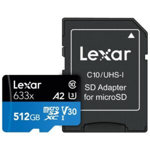 Lexar 512GB Micro SD Class 10 Hafıza Kartı UHS-I 633x 100MB/70sn