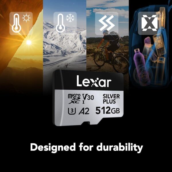 Lexar 512GB Silver Plus 205mb 4K V30 UHSI Micro SD Hafıza Kartı - Görsel 5