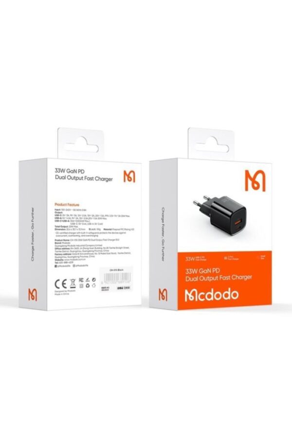 Mcdodo 33W Usb Type-c Mini Hızlı Şarj Adaptörü Gan PD CH-0151 - Görsel 5