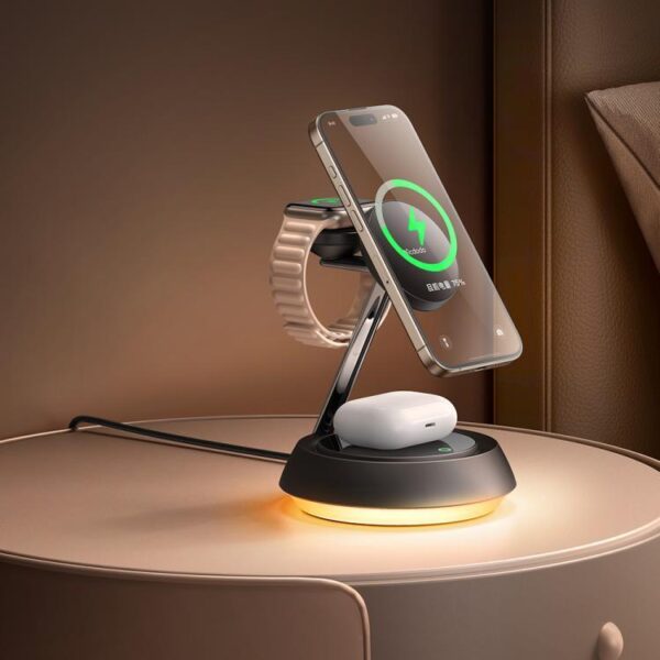 Mcdodo 3in1 15W Magsafe iPhone Kablosuz Şarj Standı Siyah CH-4952 - Görsel 5
