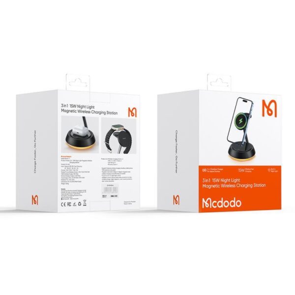 Mcdodo 3in1 15W Magsafe iPhone Kablosuz Şarj Standı Siyah CH-4952 - Görsel 7