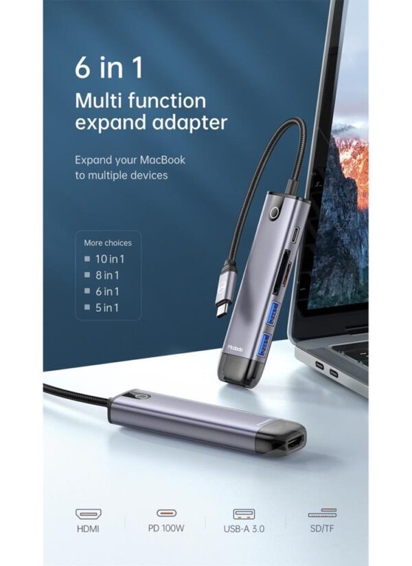 Mcdodo 6 in1 Type C Macbook Çevirici Çoklayıcı Adaptör HU-7740 - Görsel 2