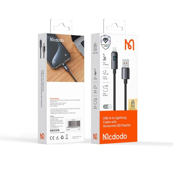 Mcdodo CA-6490 3A Usb iPhone Hızlı Şarj Kablosu 1.2M -Siyah - Görsel 6