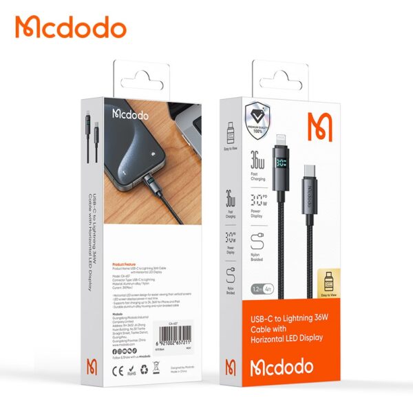 Mcdodo CA-6570 36W TypeC Lightning iPhone Şarj Kablo Siyah - Görsel 5