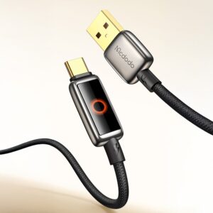 Mcdodo CA-6650 6A USB Typec Halo Solunum Işıklı Şarj Kablosu 1.2M - Siyah