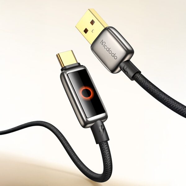 Mcdodo CA-6650 6A USB Typec Halo Solunum Işıklı Şarj Kablosu 1.2M - Siyah