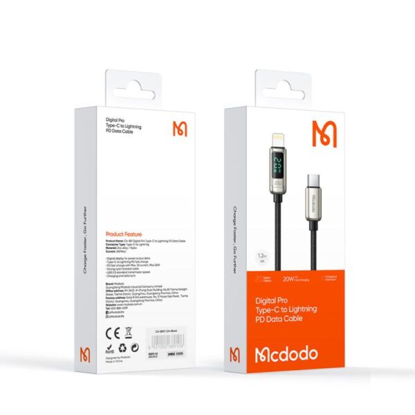 Mcdodo CA-8811 20W TypeC İphone Hızlı Şarj Kablosu 1.2m-Siyah - Görsel 3