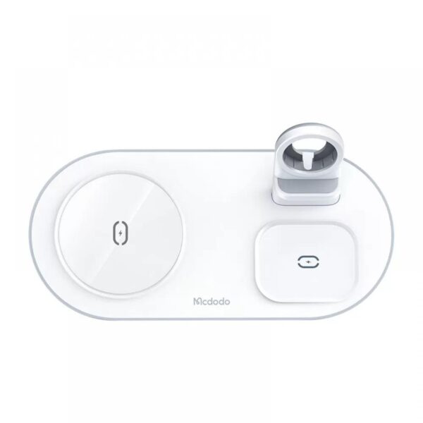 Mcdodo CH-7062 3in1 15W Çoklu Magsafe Kulaklık Saat ve Telefon Şarj Stand Beyaz - Görsel 2