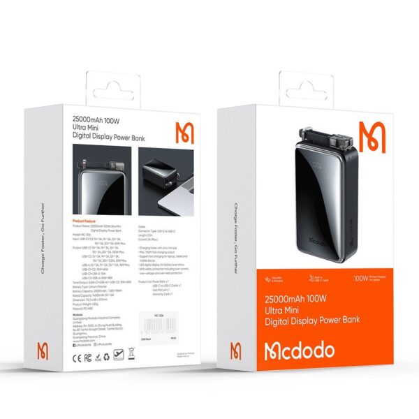 Mcdodo MC-0561 100W 25000mAh Dijital Ekranlı Powerbank - Siyah - Görsel 7
