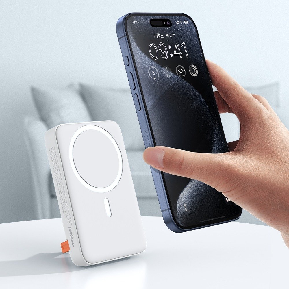 Mcdodo MC-5100 10000mAh 20w Magsafe Kablosuz Powerbank - Beyaz - Görsel 5