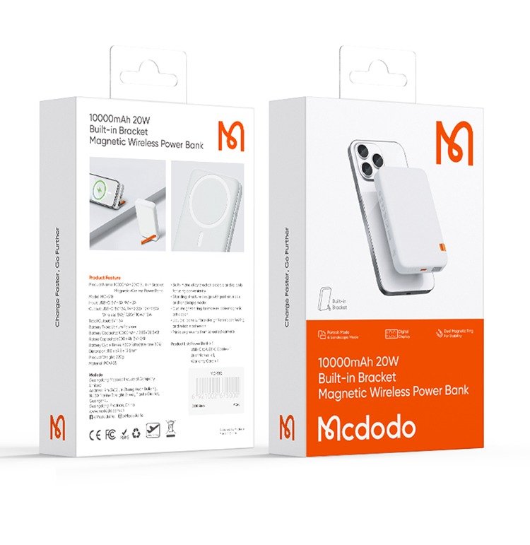 Mcdodo MC-5100 10000mAh 20w Magsafe Kablosuz Powerbank - Beyaz - Görsel 6