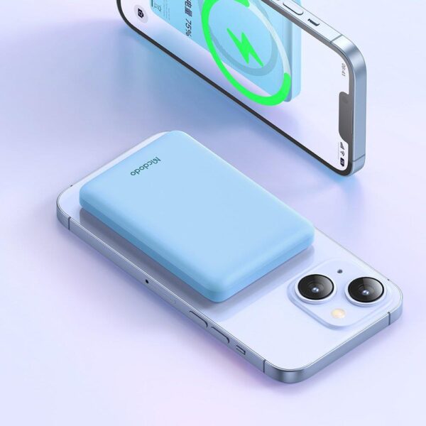 Mcdodo MC-3952 15W Mini Manyetik 5000 mAh Powerbank- Mavi - Görsel 5