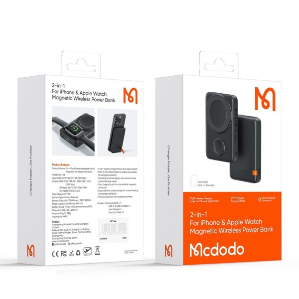 Mcdodo MC-1461 10000mAh iPhone ve Apple Watch 2in1 Kablosuz Powerbank - Görsel 8
