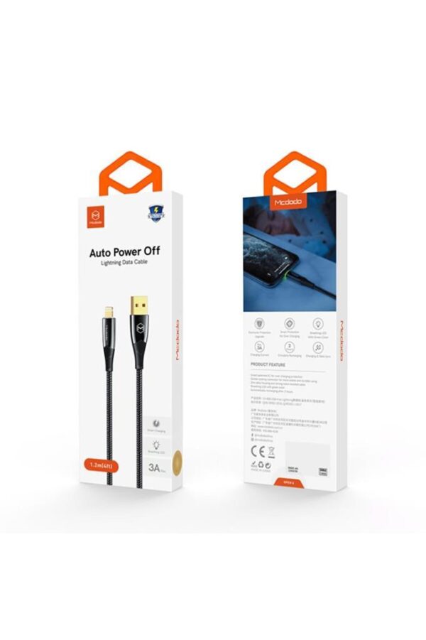 Mcdodo Auto Power Off İphone Şarj Data Kablo 1.2m Siyah CA-8060 - Görsel 4
