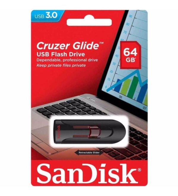 Sandisk 64GB USB 3.0 Flash Bellek Cruzer Glide SDCZ600-064G-G35 - Görsel 2