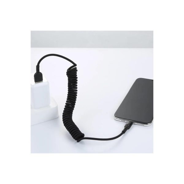 Mcdodo iPhone 2A Spiral Şarj Kablosu Siyah 1.8m CA-6410 Siyah - Görsel 3