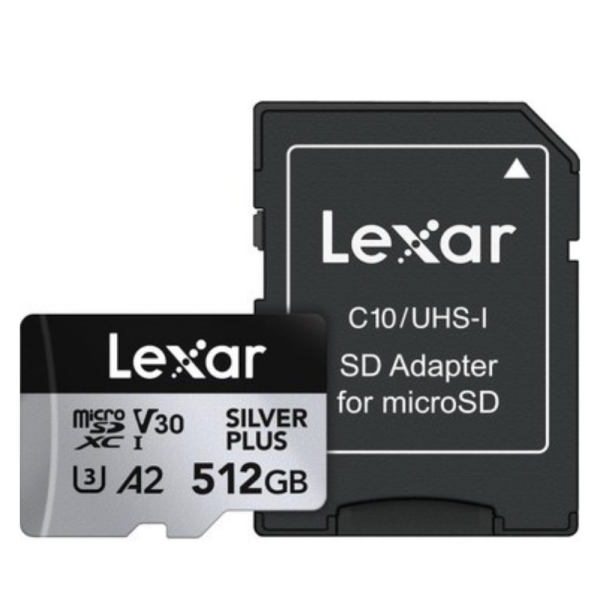 Lexar 512GB Silver Plus 205mb 4K V30 UHSI Micro SD Hafıza Kartı