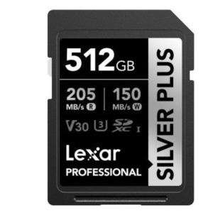 Lexar 512GB Silver Plus SD UhsI V30 U3 205MB/S Hafıza Kartı