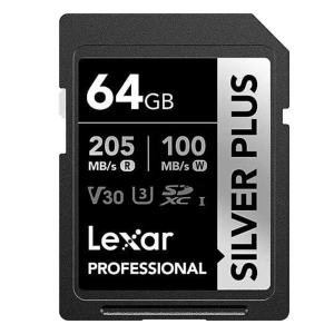 Lexar 64GB Silver Plus SD UhsI V30 U3 205MB/S Hafıza Kartı