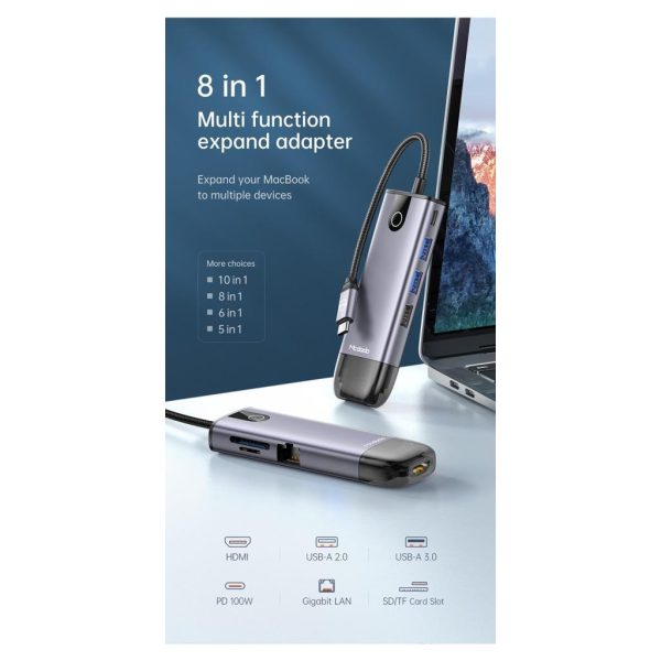 Mcdodo 8 in1 Type C Lan+Hdmı+Macbook Çoklayıcı Adaptör HU-7730 - Görsel 4