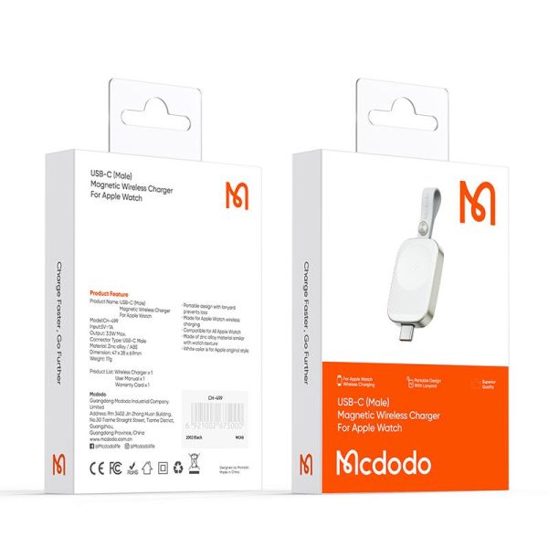 Mcdodo CH-4992 Apple Watch TypeC Kablosuz Şarj Cihazı - Beyaz - Görsel 4