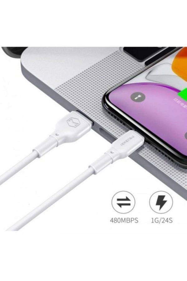 Mcdodo İphone Hızlı Şarj-Data Kablosu 3A 1.2m-Beyaz CA-7270 - Görsel 3