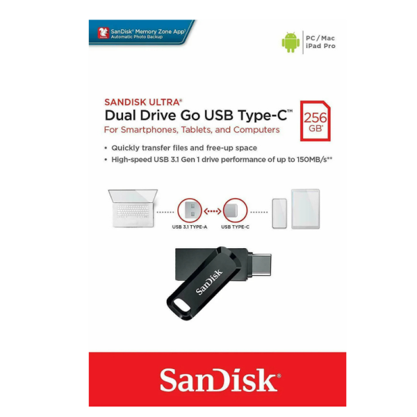 Sandisk 256GB Ultra Dual Drive Go USB Type-C Flash Drive SDDDC3-256G-G46