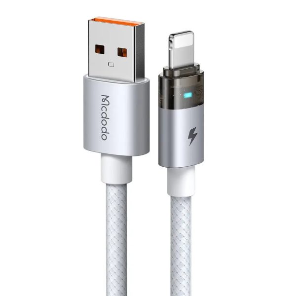 Mcdodo CA-6912 30W Işıklı Usb iPhone Şarj Data Kablosu 1.2m Beyaz