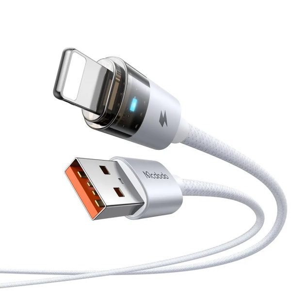 Mcdodo CA-6912 30W Işıklı Usb iPhone Şarj Data Kablosu 1.2m Beyaz - Görsel 3