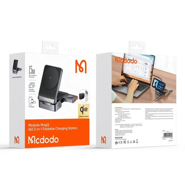 Mcdodo CH-5192 15W MagQ Qi2 3in1 Katlanabilir Kablosuz Şarj Standı - Görsel 5